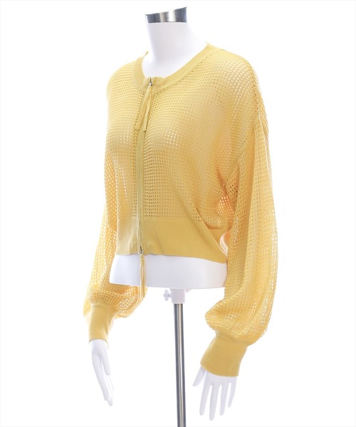 CLEAR BASIC（クリアベーシック）の「ダブルジップメッシュニットトップス［大人 カジュアル サマーニット］≪SS新作≫（ニット/セーター・レディース・ライトベージュ/ブラック/イエロー・F）」の14枚目の写真