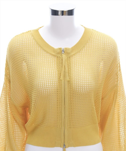 CLEAR BASIC（クリアベーシック）の「ダブルジップメッシュニットトップス［大人 カジュアル サマーニット］≪SS新作≫（ニット/セーター・レディース・ライトベージュ/ブラック/イエロー・F）」の18枚目の写真