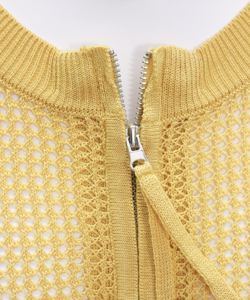 CLEAR BASIC（クリアベーシック）の「ダブルジップメッシュニットトップス［大人 カジュアル サマーニット］≪SS新作≫（ニット/セーター・レディース・ライトベージュ/ブラック/イエロー・F）」の19枚目の写真