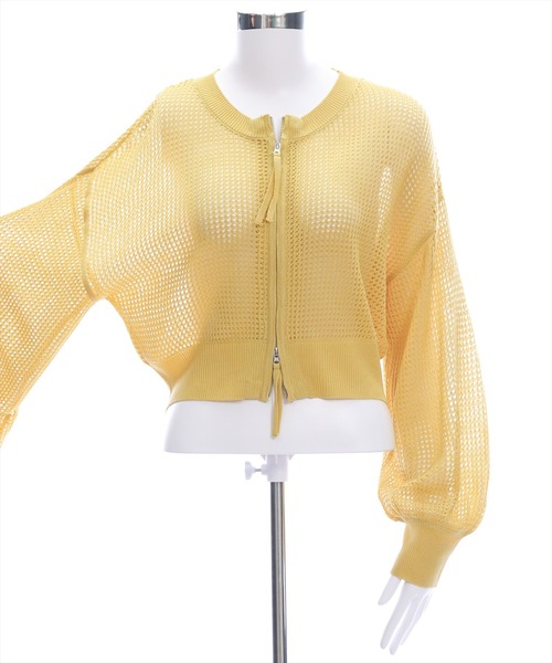 CLEAR BASIC（クリアベーシック）の「ダブルジップメッシュニットトップス［大人 カジュアル サマーニット］≪SS新作≫（ニット/セーター・レディース・ライトベージュ/ブラック/イエロー・F）」の21枚目の写真