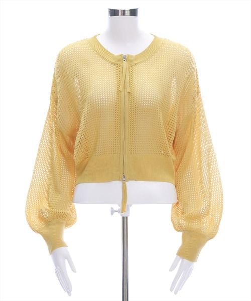 CLEAR BASIC（クリアベーシック）の「ダブルジップメッシュニットトップス［大人 カジュアル サマーニット］≪SS新作≫（ニット/セーター・レディース・ライトベージュ/ブラック/イエロー・F）」の22枚目の写真