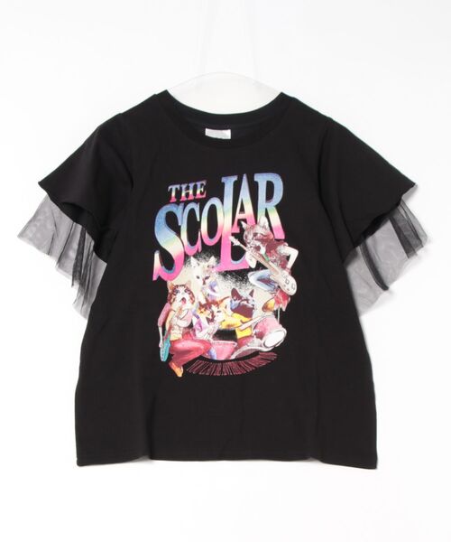 152664：ネコ×ロック柄 メッシュ切替Tシャツ（Tシャツ
