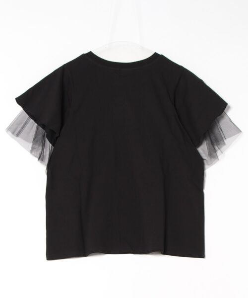 ScoLar - Scolar ネコ×ロック柄 メッシュ切替Tシャツ スカラー ScoLar ネコ×ロック柄 メッシュ切替Tシャツ （ブラック