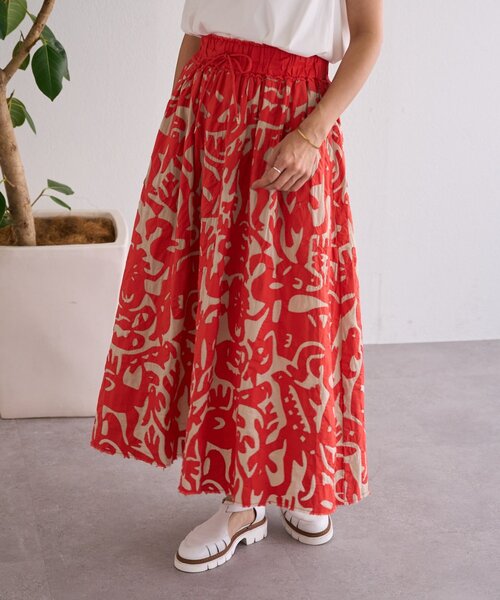 BEARDSLEY（ビアズリー）の「IKIMONOアップリケスカート（スカート・レディース・ブラック/レッド・FREE）」の4枚目の写真