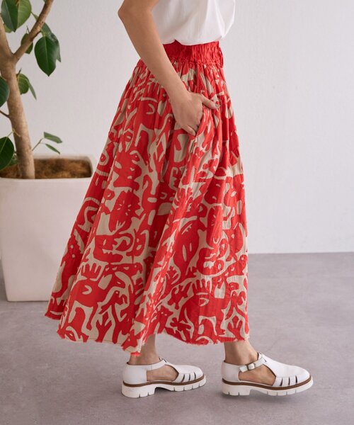 BEARDSLEY（ビアズリー）の「IKIMONOアップリケスカート（スカート・レディース・ブラック/レッド・FREE）」の5枚目の写真