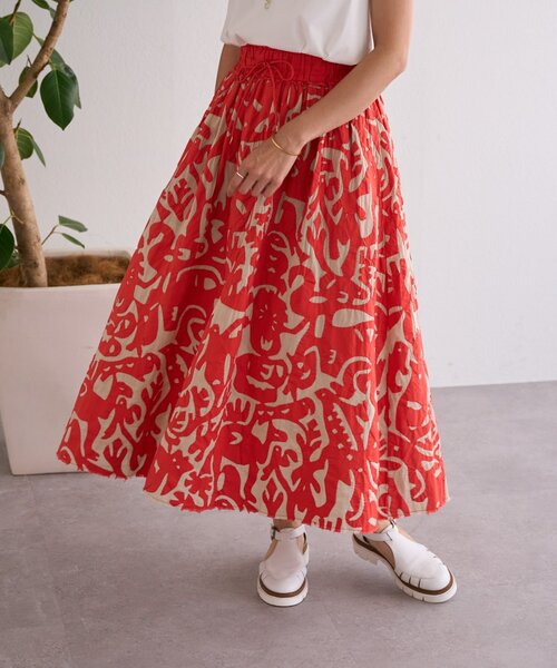 BEARDSLEY（ビアズリー）の「IKIMONOアップリケスカート（スカート・レディース・ブラック/レッド・FREE）」の7枚目の写真