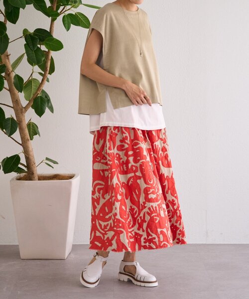 BEARDSLEY（ビアズリー）の「IKIMONOアップリケスカート（スカート・レディース・ブラック/レッド・FREE）」の14枚目の写真