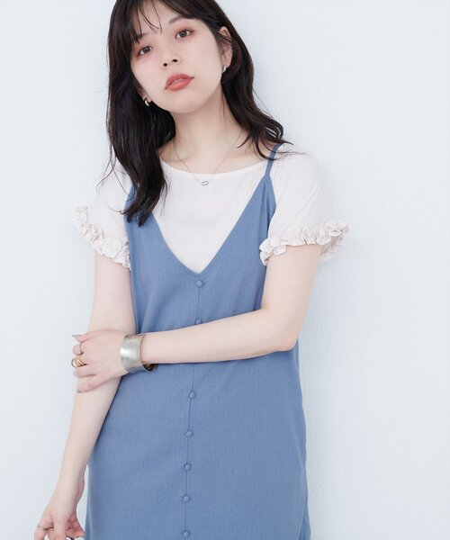 natural couture（ナチュラルクチュール）の「袖口フリルTブラウス（シャツ/ブラウス・レディース・イエロー/ブルー/アイボリー/ブラック・FREE）」の2枚目の写真