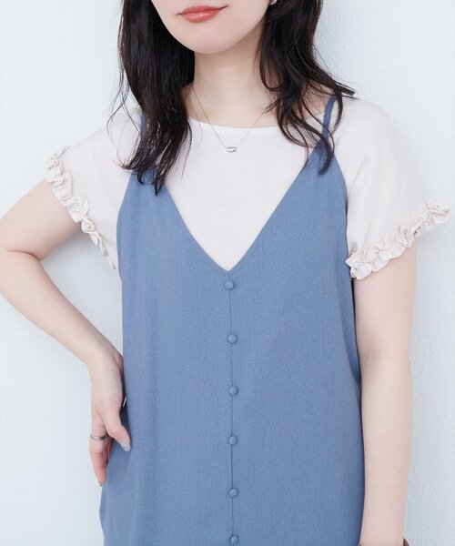 natural couture（ナチュラルクチュール）の「袖口フリルTブラウス（シャツ/ブラウス・レディース・イエロー/ブルー/アイボリー/ブラック・FREE）」の5枚目の写真