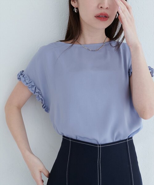 natural couture（ナチュラルクチュール）の「袖口フリルTブラウス（シャツ/ブラウス・レディース・イエロー/ブルー/アイボリー/ブラック・FREE）」の17枚目の写真