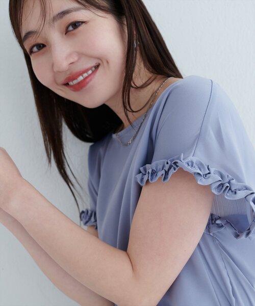 natural couture（ナチュラルクチュール）の「袖口フリルTブラウス（シャツ/ブラウス・レディース・イエロー/ブルー/アイボリー/ブラック・FREE）」の18枚目の写真