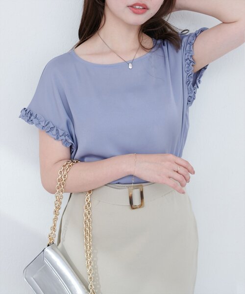 natural couture（ナチュラルクチュール）の「袖口フリルTブラウス（シャツ/ブラウス・レディース・イエロー/ブルー/アイボリー/ブラック・FREE）」の22枚目の写真