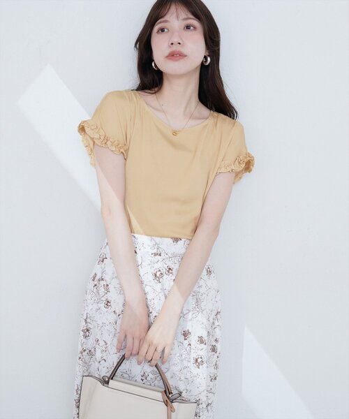 natural couture（ナチュラルクチュール）の「袖口フリルTブラウス（シャツ/ブラウス・レディース・イエロー/ブルー/アイボリー/ブラック・FREE）」の14枚目の写真
