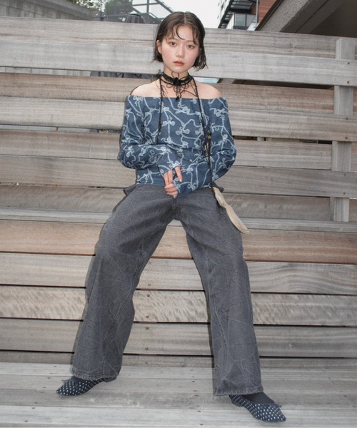 ORR オフショル　トップス me+em select tシャツ 「 3color ／ カップ付 」フロントジップクロス