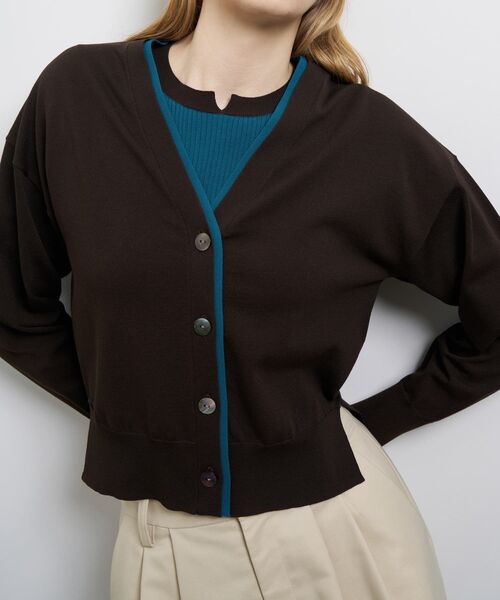 LANVIN en Bleu(ランバンオンブルー)の「カラーポイントVネックカーディガン(ニット/セーター・レディース・ブラック/ブラウン/ブルー系その他・38)」の20枚目の写真