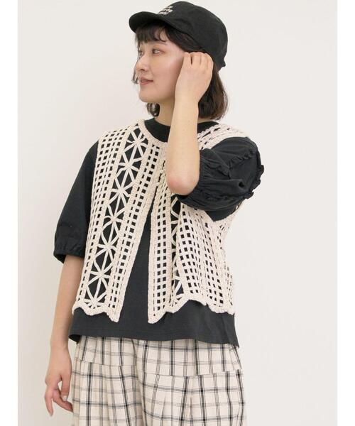 Samansa Mos2(サマンサ モスモス)の「袖タテフリルTシャツ(Tシャツ/カットソー・レディース・モカ/ブラック/オフホワイト・F)」の17枚目の写真