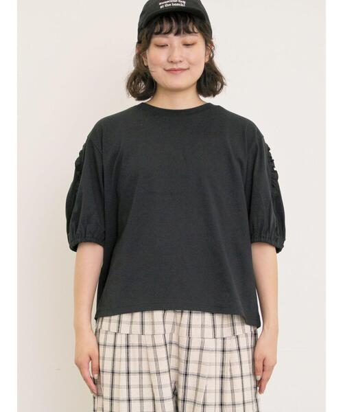 Samansa Mos2(サマンサ モスモス)の「袖タテフリルTシャツ(Tシャツ/カットソー・レディース・モカ/ブラック/オフホワイト・F)」の22枚目の写真