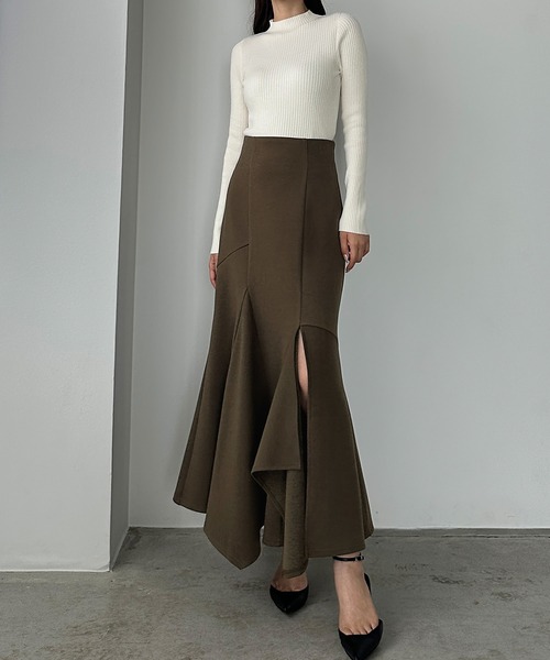 セール】ウォームイレヘム深スリットハイウエストマーメイドスカート