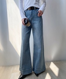 ワイドフレアパンツ ワイド フレア」に該当するブルー・ネイビー