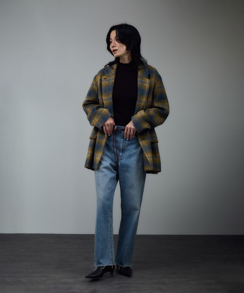 SALON adam et rope'(サロン アダム エ ロペ)の「ハイゲージリブニットフードプルオーバー / イージーケア(ニット/セーター・レディース・レッド/ダークブラウン/オフホワイト・FREE)」の7枚目の写真