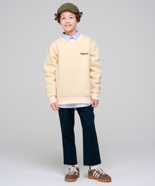 KRIFF MAYER Kid's Collection（クリフメイヤーキッズコレクション）の「【裏起毛】あたたか刺繍クルー（スウェット・キッズ・ネイビー/チャコール/イエロー/グレー/オフホワイト/サックスブルー・170/160/150/140/130/120）」の10枚目の写真