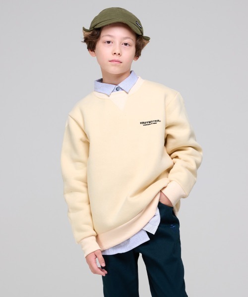 KRIFF MAYER Kid's Collection（クリフメイヤーキッズコレクション）の「【裏起毛】あたたか刺繍クルー（スウェット・キッズ・ネイビー/チャコール/イエロー/グレー/オフホワイト/サックスブルー・170/160/150/140/130/120）」の14枚目の写真
