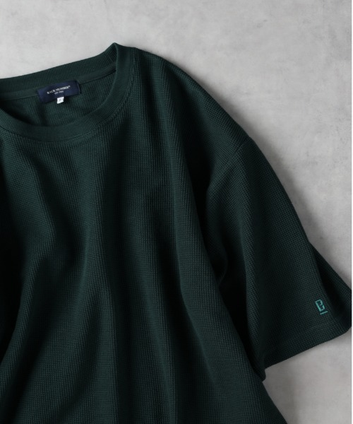 BACK NUMBER(バックナンバー)の「BACK NUMBER(バックナンバー)【メンズ】袖ロゴ刺繍ワッフル半袖Tシャツ(Tシャツ/カットソー・メンズ・グリーン/ネイビー/ダークベージュ/ダークグレー・M/L/XL)」の3枚目の写真