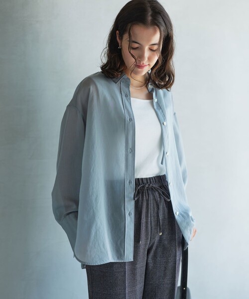 green label relaxing（グリーンレーベルリラクシング）の「ミルフィーユデイリーシャツ（シャツ/ブラウス・レディース・ライトブルー/ブラック/オフホワイト/その他2/その他1/ライトピンク・FREE）」の4枚目の写真