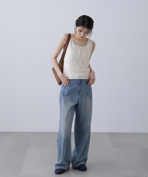 FREE'S MART（フリーズマート）の「針抜きテレコレイヤードタンクトップ（Tシャツ/カットソー・レディース・ホワイト/ネイビー/グレー・FREE）」の13枚目の写真