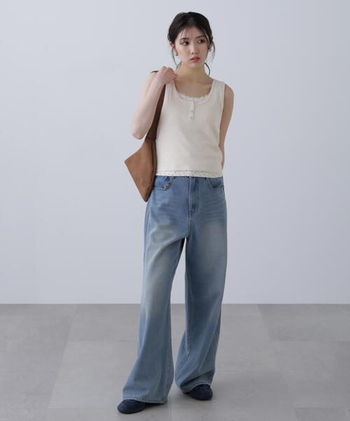 FREE'S MART（フリーズマート）の「針抜きテレコレイヤードタンクトップ（Tシャツ/カットソー・レディース・ホワイト/ネイビー/グレー・FREE）」の15枚目の写真