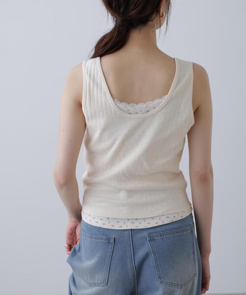 FREE'S MART（フリーズマート）の「針抜きテレコレイヤードタンクトップ（Tシャツ/カットソー・レディース・ホワイト/ネイビー/グレー・FREE）」の18枚目の写真