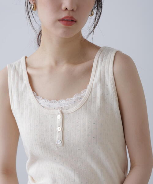 FREE'S MART（フリーズマート）の「針抜きテレコレイヤードタンクトップ（Tシャツ/カットソー・レディース・ホワイト/ネイビー/グレー・FREE）」の19枚目の写真