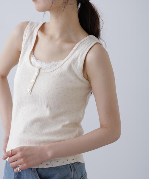 FREE'S MART（フリーズマート）の「針抜きテレコレイヤードタンクトップ（Tシャツ/カットソー・レディース・ホワイト/ネイビー/グレー・FREE）」の20枚目の写真