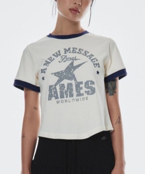AMESWORLDWIDE（アメスワールドワイド）の「【UNISEX】AMES WORLDWIDE ／ビンテージスターT（Tシャツ/カットソー・レディース・ブラック/クリーム/グレー・SMALL/MEDIUM）」の3枚目の写真