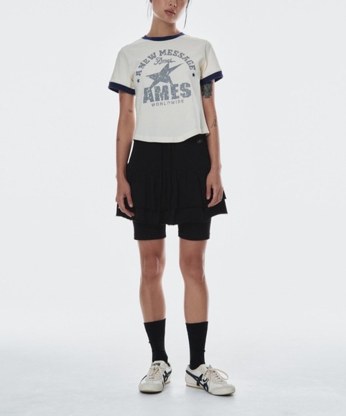 AMESWORLDWIDE（アメスワールドワイド）の「【UNISEX】AMES WORLDWIDE ／ビンテージスターT（Tシャツ/カットソー・レディース・ブラック/クリーム/グレー・SMALL/MEDIUM）」の4枚目の写真
