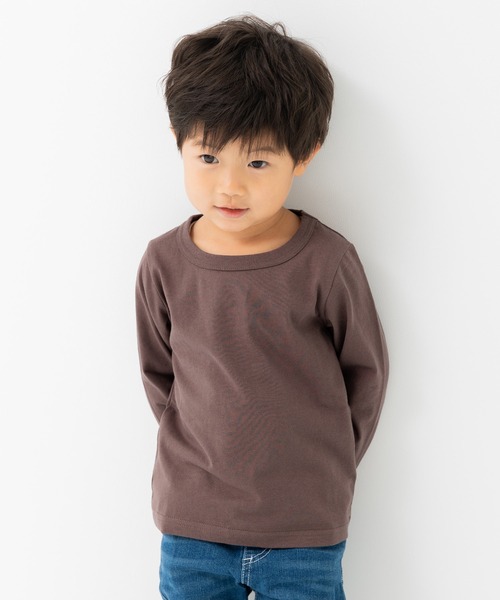 chil2（チルツー）の「綿100% 無地 長袖Tシャツ（Tシャツ/カットソー・キッズ・ホワイト/ブラウン/グリーン/レッド/ワインレッド/ベージュ/オートミール/ミント/ネイビー/ラベンダー/イエロー/オレンジ/ブラック/カーキ/サックスブルー/スモークピンク/グレー/チャコールグレー/クリーム/ブルー・80ｃｍ/90cm/100cm/110cm/120cm/130cm/140cm/150cm/160cm）」の5枚目の写真