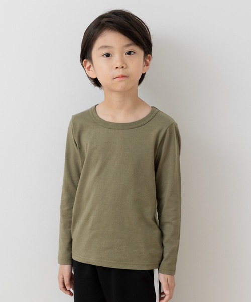 chil2（チルツー）の「綿100% 無地 長袖Tシャツ（Tシャツ/カットソー・キッズ・ホワイト/ブラウン/グリーン/レッド/ワインレッド/ベージュ/オートミール/ミント/ネイビー/ラベンダー/イエロー/オレンジ/ブラック/カーキ/サックスブルー/スモークピンク/グレー/チャコールグレー/クリーム/ブルー・80ｃｍ/90cm/100cm/110cm/120cm/130cm/140cm/150cm/160cm）」の9枚目の写真