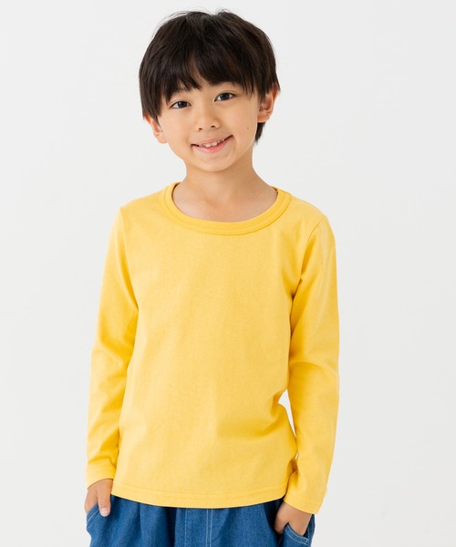 chil2（チルツー）の「綿100% 無地 長袖Tシャツ（Tシャツ/カットソー・キッズ・ホワイト/ブラウン/グリーン/レッド/ワインレッド/ベージュ/オートミール/ミント/ネイビー/ラベンダー/イエロー/オレンジ/ブラック/カーキ/サックスブルー/スモークピンク/グレー/チャコールグレー/クリーム/ブルー・80ｃｍ/90cm/100cm/110cm/120cm/130cm/140cm/150cm/160cm）」の16枚目の写真