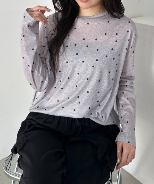 CLEA(クレア)の「ドットプリント長袖トップス(Tシャツ/カットソー・レディース・グレー/ブラック/ホワイト・FREE)」の19枚目の写真