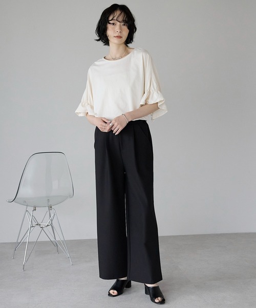 amini(アミニ)の「【2025 SS】美脚タックワイドパンツ(スラックス・レディース・チャコールグレー/ブラック/サンドベージュ・MEDIUM)」の7枚目の写真