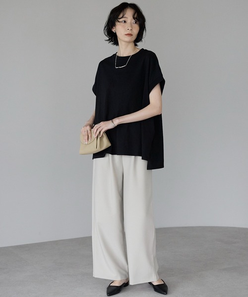 amini(アミニ)の「【2025 SS】美脚タックワイドパンツ(スラックス・レディース・チャコールグレー/ブラック/サンドベージュ・MEDIUM)」の15枚目の写真