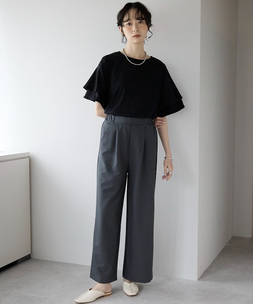 amini(アミニ)の「【2025 SS】美脚タックワイドパンツ(スラックス・レディース・チャコールグレー/ブラック/サンドベージュ・MEDIUM)」の20枚目の写真