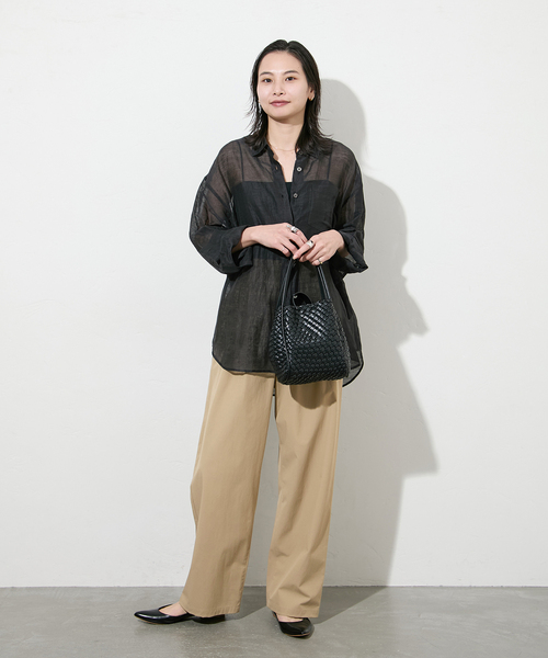 JOURNAL STANDARD(ジャーナルスタンダード)の「《追加5》【撥水/接触冷感/洗える/UVカット】リネンナイロンストレッチワイドパンツ(その他パンツ・レディース・グレー/ベージュ系その他/ブラック・34/40/38/36)」の9枚目の写真