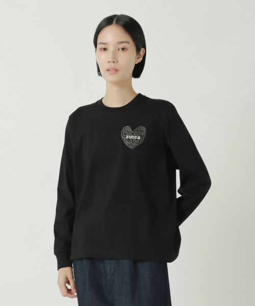 ZUCCa（ズッカ）の「(S)ハートロゴT / Tシャツ（Tシャツ/カットソー・レディース・グレー/ブラック/ホワイト・M size/XL）」の2枚目の写真
