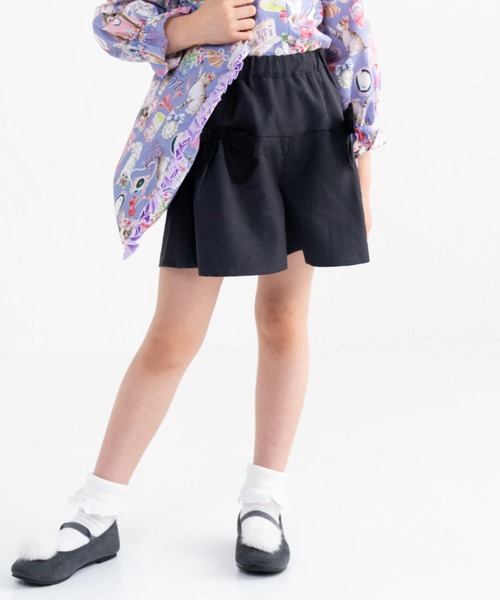 nino(ニノ)の「シフォンリボン付きキュロット(その他パンツ・キッズ・ベージュ/チャコール・140cm/130cm/150cm)」の1枚目の写真