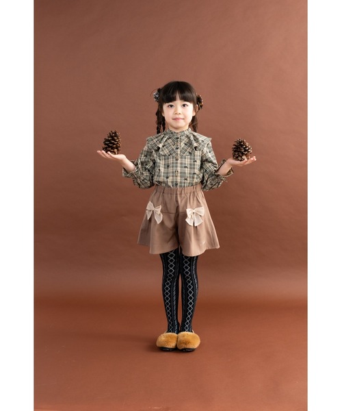 nino(ニノ)の「シフォンリボン付きキュロット(その他パンツ・キッズ・ベージュ/チャコール・140cm/130cm/150cm)」の7枚目の写真