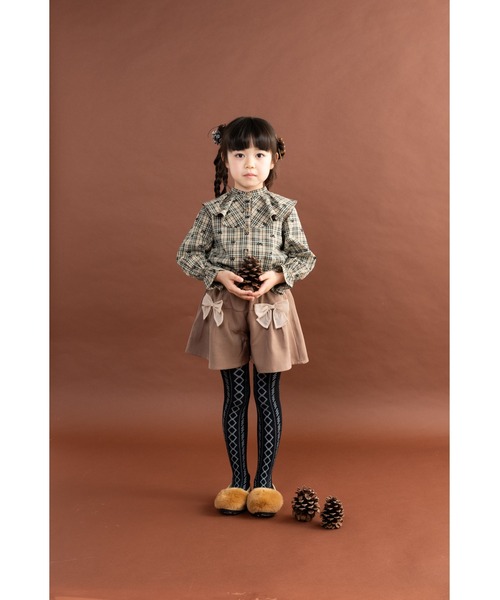 nino(ニノ)の「シフォンリボン付きキュロット(その他パンツ・キッズ・ベージュ/チャコール・140cm/130cm/150cm)」の9枚目の写真