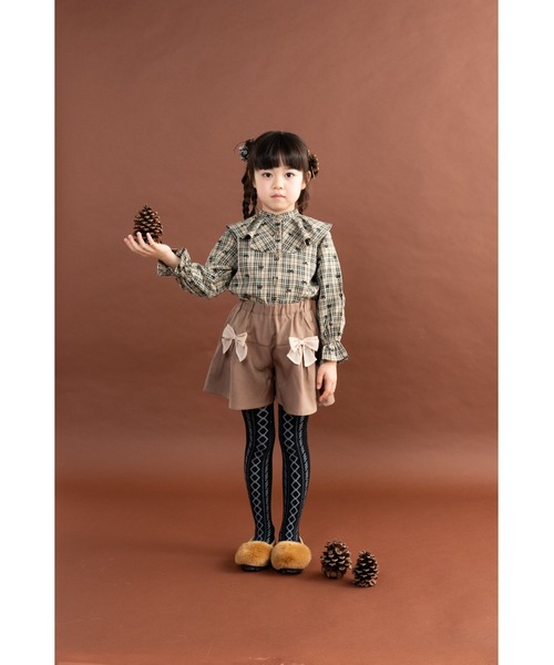 nino(ニノ)の「シフォンリボン付きキュロット(その他パンツ・キッズ・ベージュ/チャコール・140cm/130cm/150cm)」の10枚目の写真