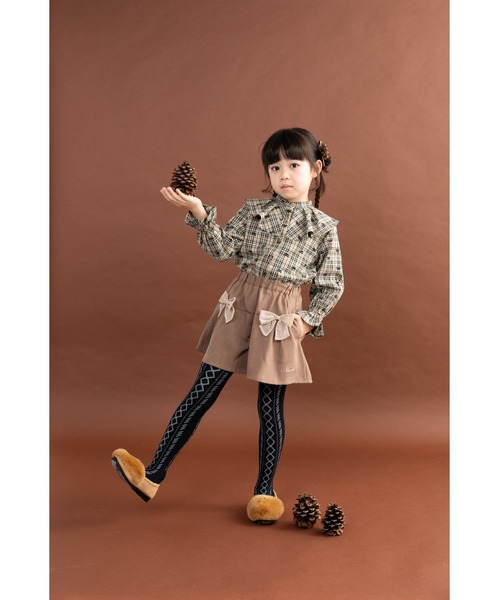 nino(ニノ)の「シフォンリボン付きキュロット(その他パンツ・キッズ・ベージュ/チャコール・140cm/130cm/150cm)」の12枚目の写真