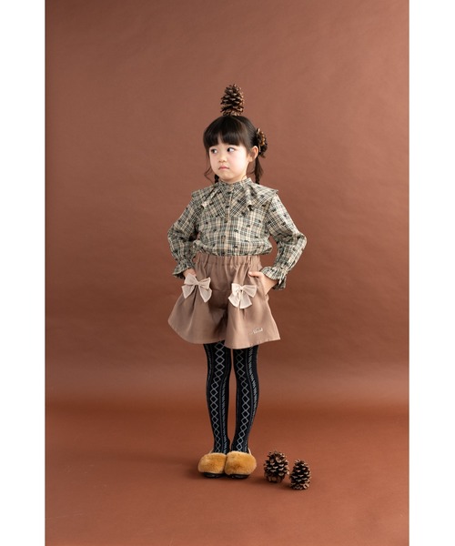 nino(ニノ)の「シフォンリボン付きキュロット(その他パンツ・キッズ・ベージュ/チャコール・140cm/130cm/150cm)」の13枚目の写真